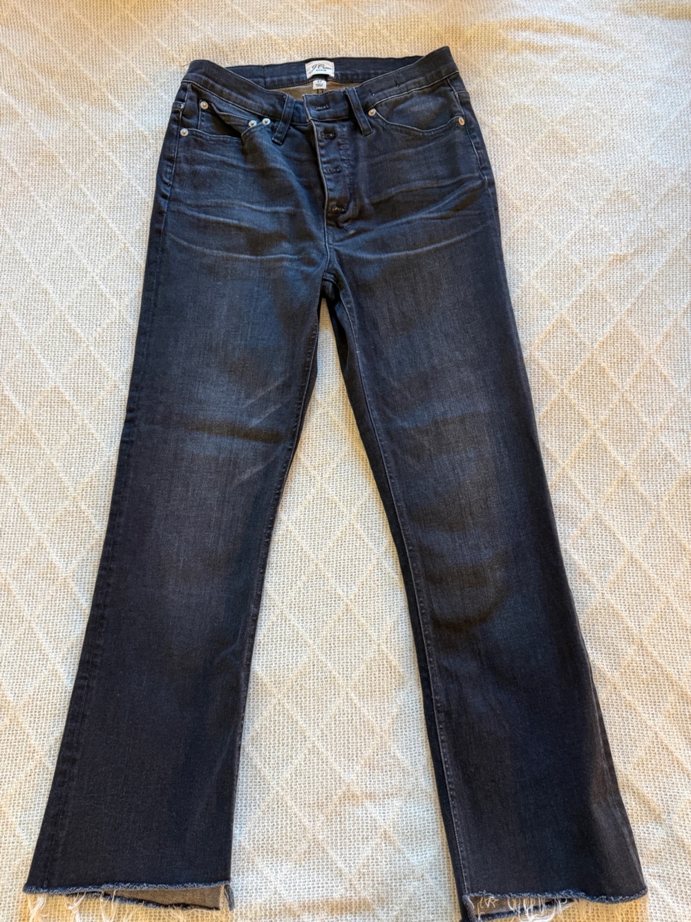 J.Crew Billie Demi-Boot Crop Jeans Button Fly Raw Hem Black